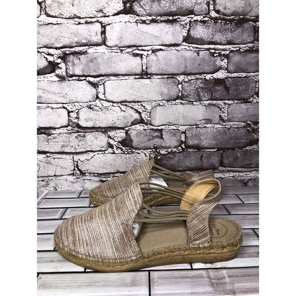 Toni Pons Origens Norma Beige Shimmer Wedge Espadrille Sandals Women Sz 40EU/9.5 - Picture 11 of 16